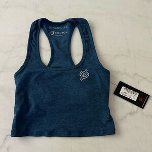 NWT Peloton x Beyond yoga slipped back open cropped tank bra top XS Soft Blue
